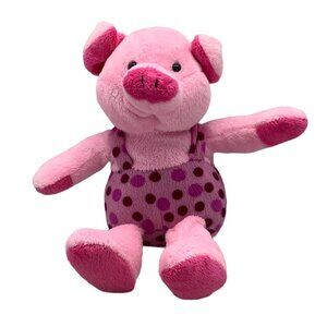 Hug‎ & Luv Polka Dot Overalls Coveralls Pig Piglet Pink Plush Stuffed Animal Toy